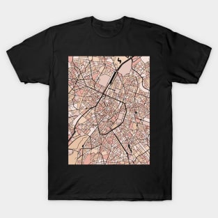 Brussels Map Pattern in Soft Pink Pastels T-Shirt